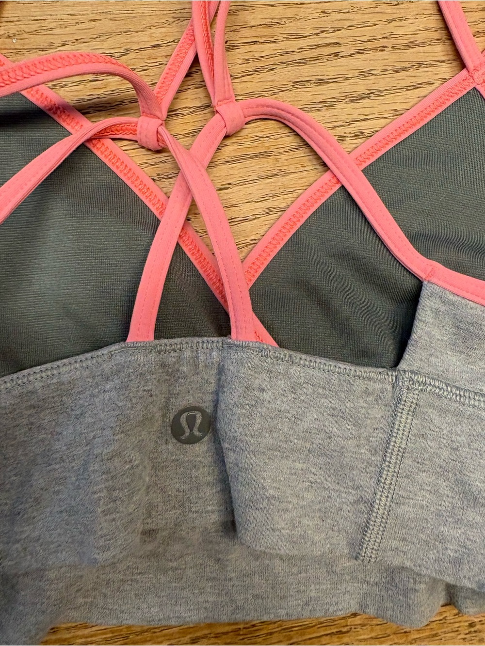 lululemon athletica Gray Sports Bra with Pink Straps